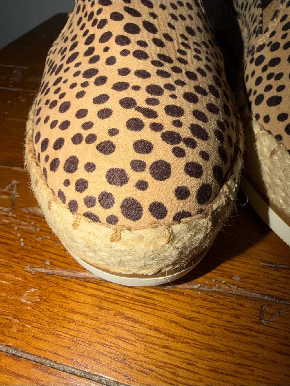 Dr. Scholl's Tan Espadrille Slip-Ons with Black Spot Print